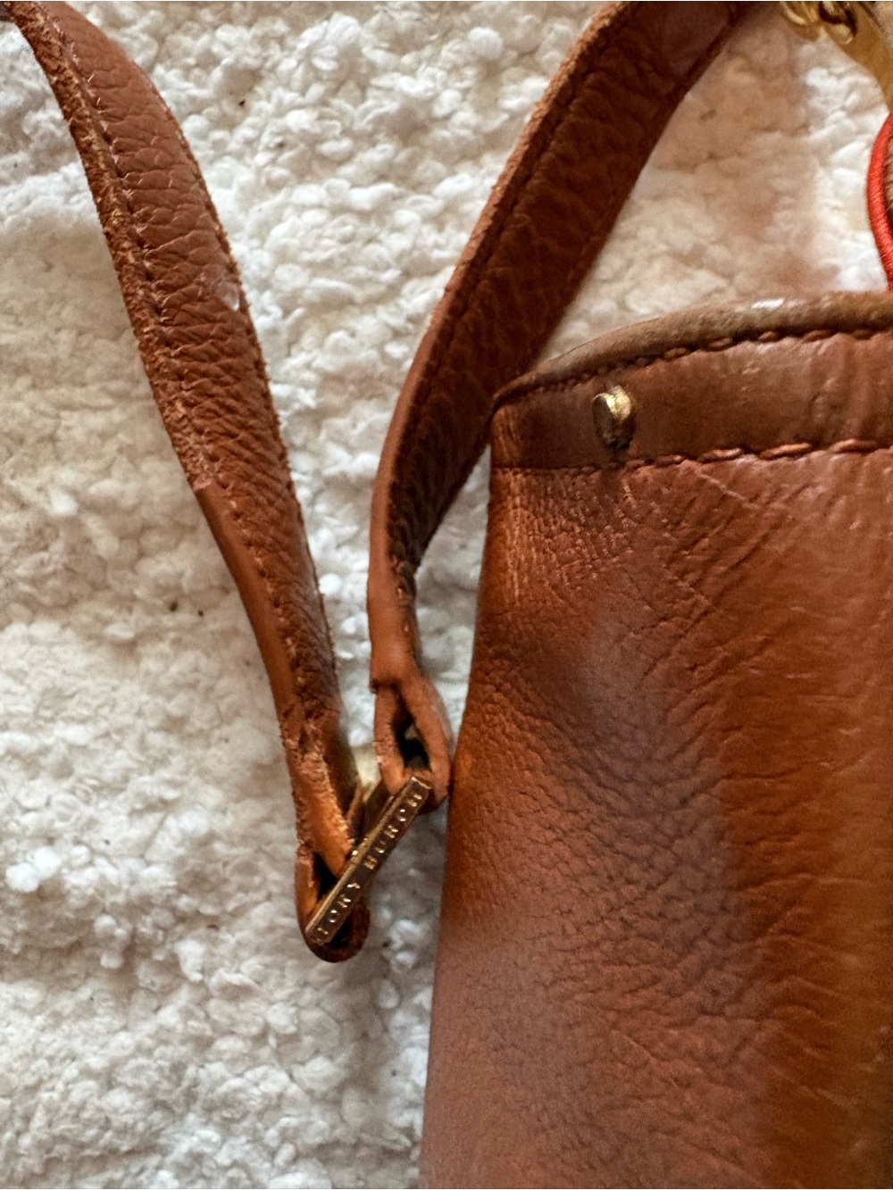 Tory Burch Brown Leather Crossbody with orange Side Panels - Picture 6 of 6